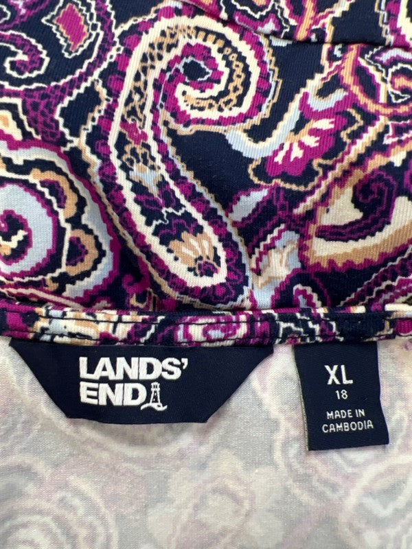 Lands End Women's Purple Paisley V-Neck Sleeveless A-Line Dress - XL image 3