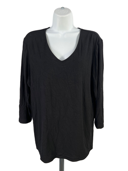 Chico's Women's Black 3/4 Sleeve The Ultimate T-Shirt - 3/US XL