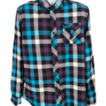 Zoo York Men's Purple/Blue Plaid Long Sleeve Button Up Flannel Shirt - L