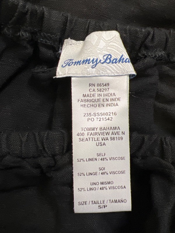 Tommy Bahama Women's Black Short Puff Sleeve Linen Dress - S image 3