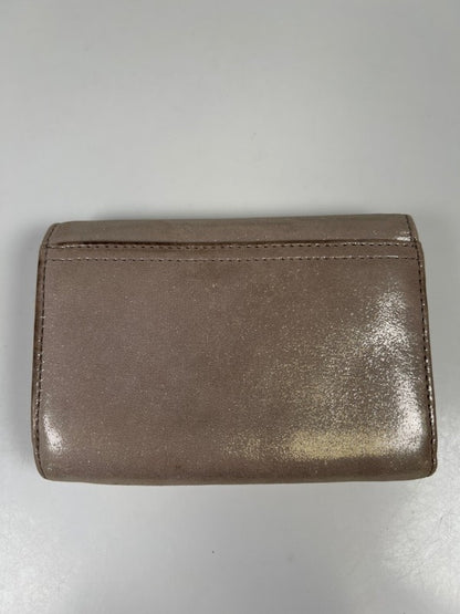 Coach Women's Beige Metallic Leather Pleated Tri-Fold Clutch Wallet image 6