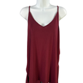 Athleta Women's Burgundy V Neck Side Slit Cami Strap Sleeveless Tank Top - L