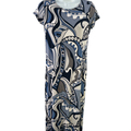 Chico's Women's Blue/Gray Short Sleeve Midi Dress - 00 Petite/US XS Petite
