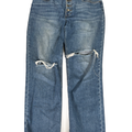 Kut From The Kloth Women's Medium Wash Ripped Distressed Button Fly Jeans - 12