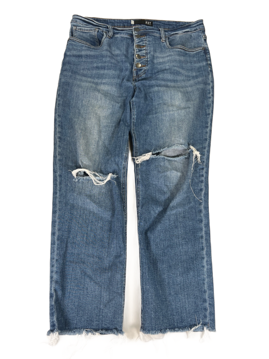 Kut From The Kloth Women's Medium Wash Ripped Distressed Button Fly Jeans - 12