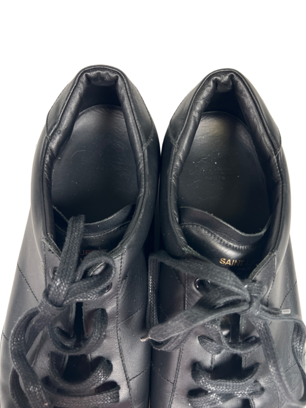 Saint Laurent Paris Men's Black Leather Low Top Sneakers - 46.5/US 13 image 3