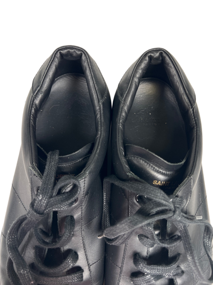 Saint Laurent Paris Men's Black Leather Low Top Sneakers - 46.5/US 13 image 3