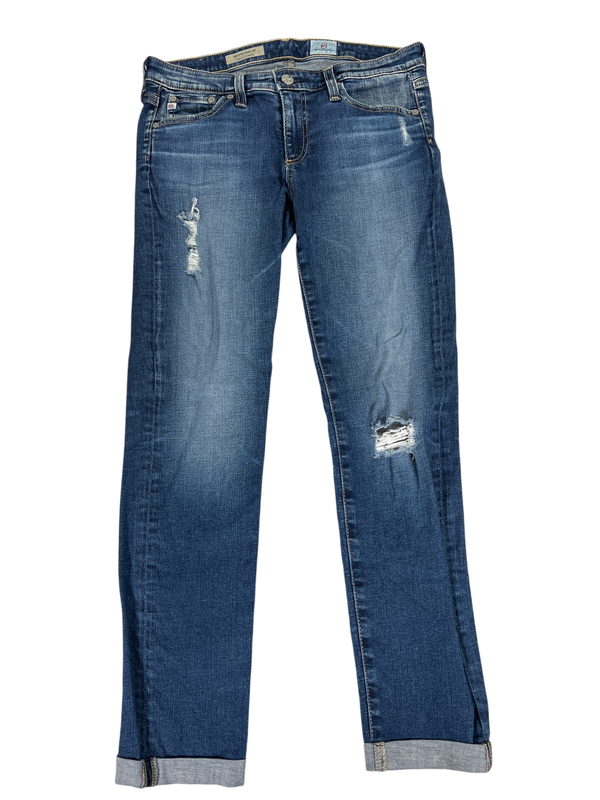 Adriano Goldschmied Women's Medium Wash Cigarette Slit Roll Up Jeans - 27