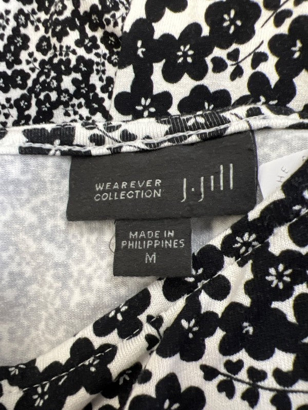 J.Jill Wearever Collection Women's Black/White Floral Long Sleeve Shirt - M image 3