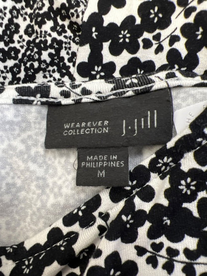 J.Jill Wearever Collection Women's Black/White Floral Long Sleeve Shirt - M image 3