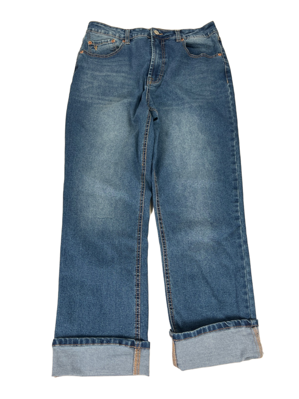 Frye Women's Medium Wash High Rise Cuffed Straight Leg Jeans - 6/28