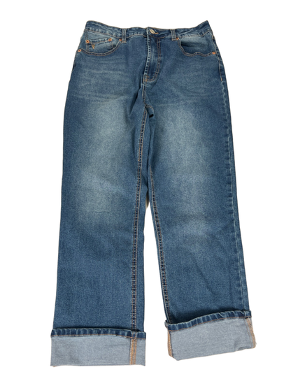 Frye Women's Medium Wash High Rise Cuffed Straight Leg Jeans - 6/28