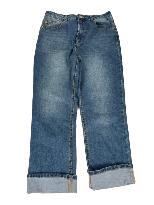 Frye Women's Medium Wash High Rise Cuffed Straight Leg Jeans - 6/28