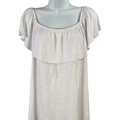 LOFT Women's White Ruffle Trim Blouse - L