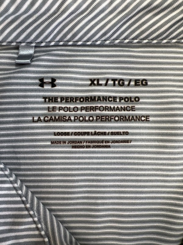 Under Armour Men's Gray Striped Short Sleeve Performance Golf Polo - XL image 3