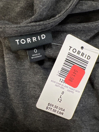Torrid Women's Gray Jersey Knit Tie Waist Skater Dress - 0 Plus image 3