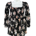 Torrid Women's Black/Pink Floral 3/4 Bell Sleeve Smocked Blouse - Plus 0