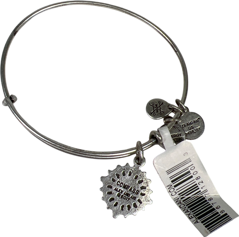 Alex and Ani Women’s Silver Tone Compass Bangle Bracelet image 3