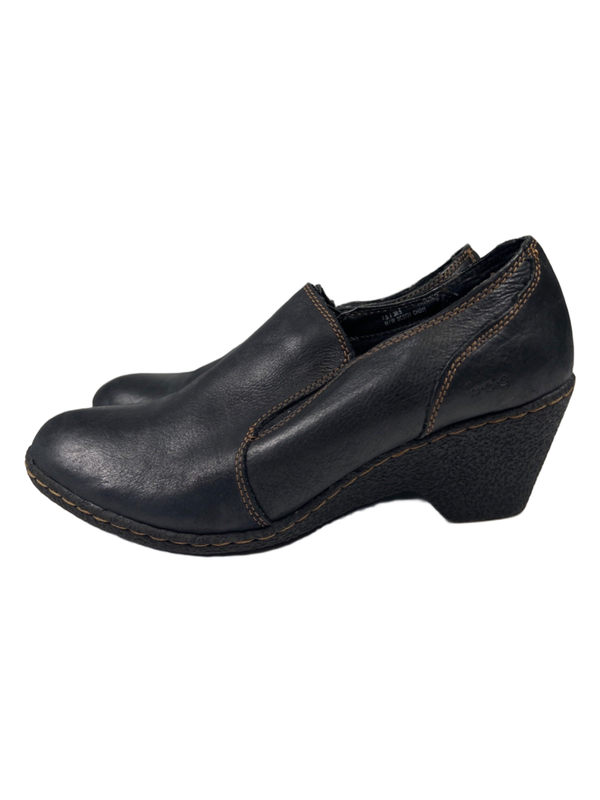 BOC Born Concept Women's Black Leather Slip On Wedge Peggy Clogs - 7.5 image 5