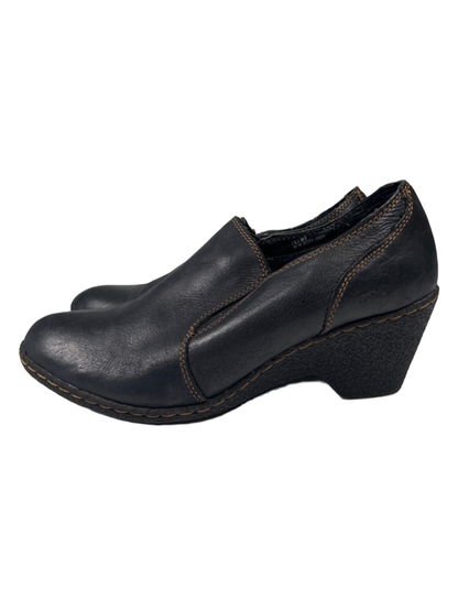 BOC Born Concept Women's Black Leather Slip On Wedge Peggy Clogs - 7.5 image 5