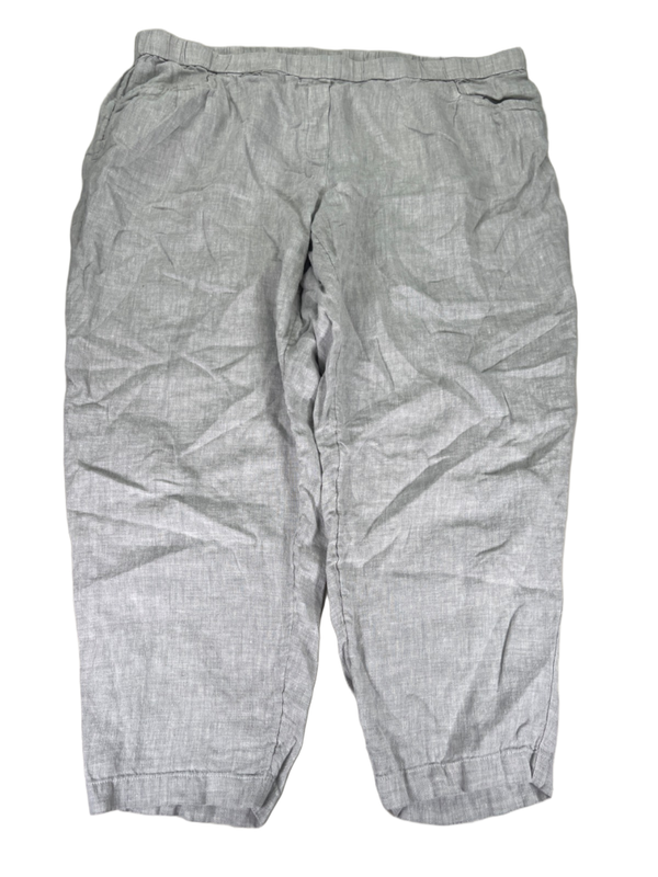 J Jill PureJill Women's Gray Linen Elements Pull On Ankle Pants - 3X Plus