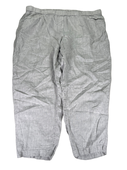 J Jill PureJill Women's Gray Linen Elements Pull On Ankle Pants - 3X Plus