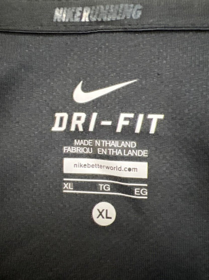 Nike Men's Black/Green Dri-Fit Quarter Zip Long Sleeve Running Jacket - XL image 3