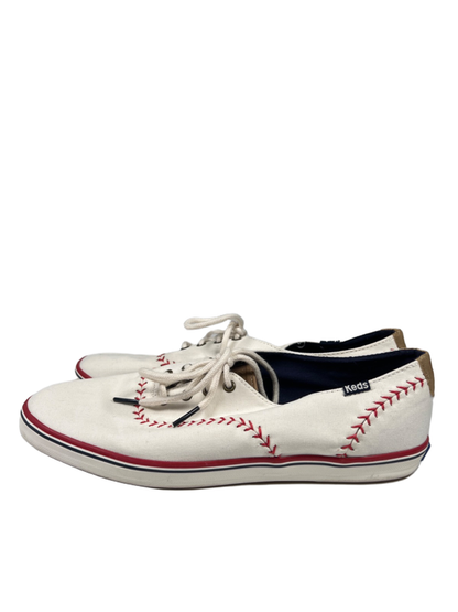 Keds Women's White/Red Ortholite Champion Pennant Baseball Stitch Sneakers - 9 image 5
