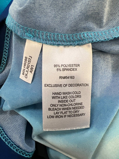 Calvin Klein Women's Blue 3/4 Sleeve Stretch Keyhole Blouse Top - M image 4
