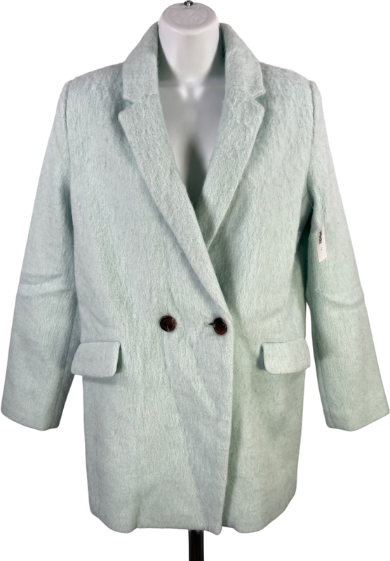 Old Navy Women’s Light Blue Wool Blend Fuzzy Overcoat - S