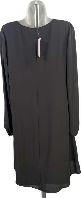 White House Black Market Women’s Black Split Front Long Sleeve Shift Dress - 2 image 2