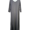 Pure J Jill Women's Dark Gray V Neck Front Slit 3/4 Sleeve Maxi Dress - M