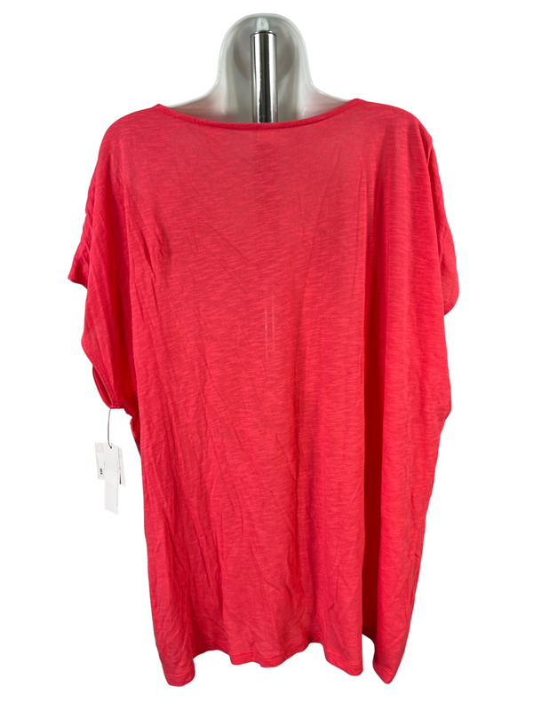 Liz Claiborne Women's Pink/Red Layered Front Cap Sleeve T-Shirt - Plus 3X image 2