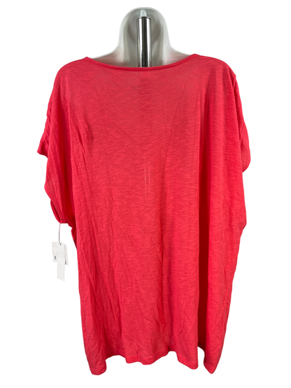 Liz Claiborne Women's Pink/Red Layered Front Cap Sleeve T-Shirt - Plus 3X image 2