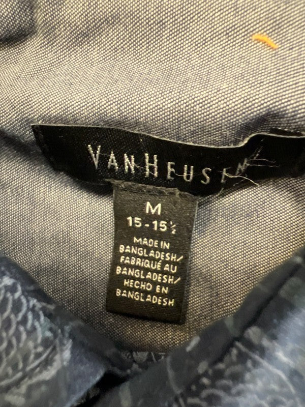 Van Heusen Men's Navy Blue Koi Fish Short Sleeve Button Up Shirt - M image 3