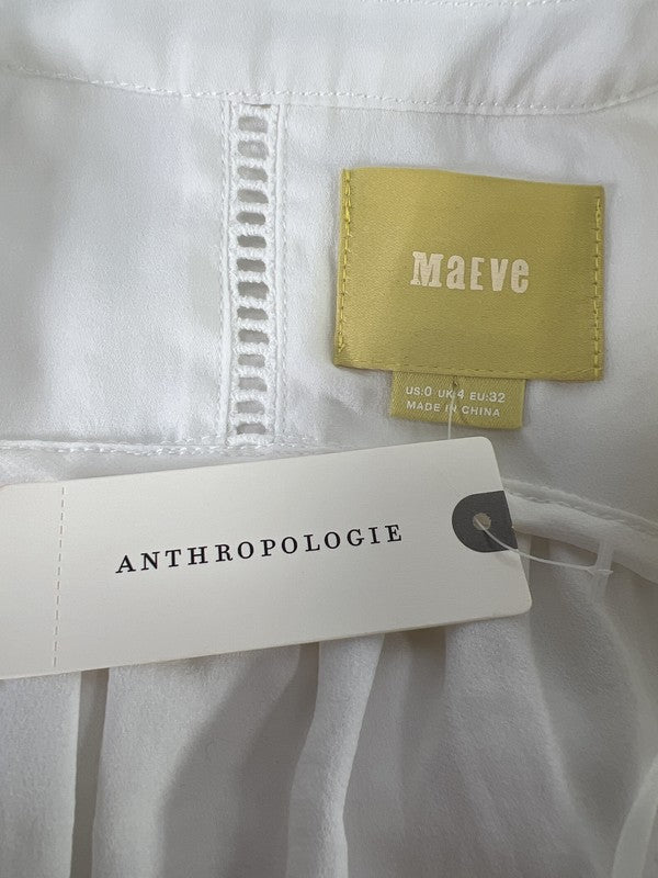 Maeve Women’s White Embroidered Lace Up Sleeveless Blouse - 0 image 3