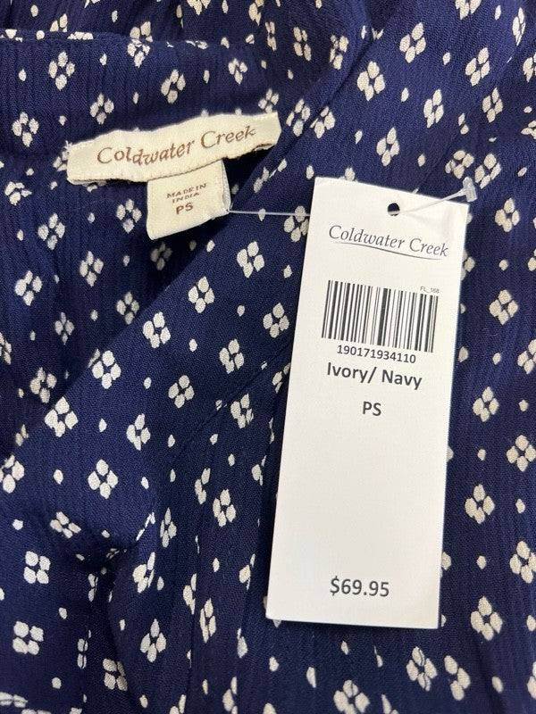 Coldwater Creek Women's Blue Cap Sleeve V-Neck Shirt - Petite S image 3