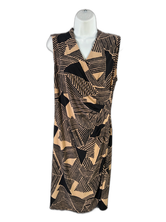 Lauren Ralph Lauren Women's Beige/Black Sleeveless Knee Length Sheath Dress - L