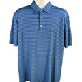 Greg Norman Men's Blue Striped Short Sleeve Golf Polo Shirt - XL