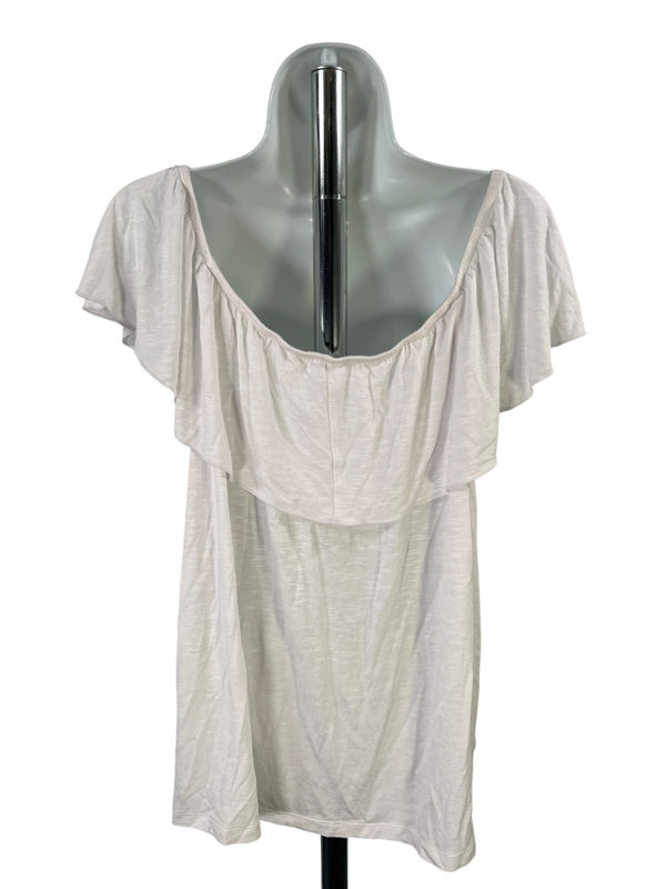 LOFT Women's White Ruffle Trim Blouse - L image 2