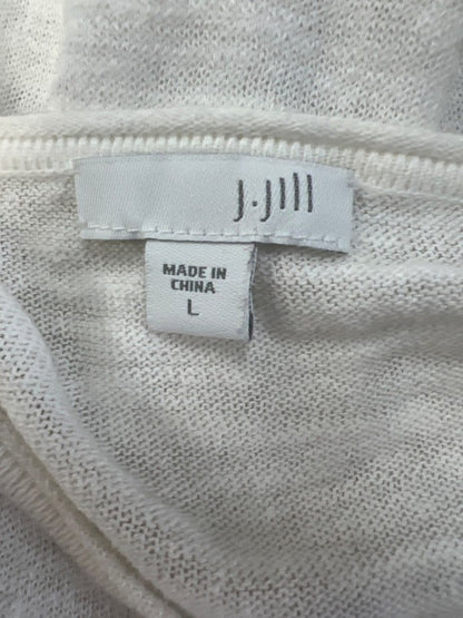 J. Jill Women's White Linen Blend 3/4 Sleeve Top - L image 3