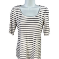 White House Black Market Women's White/Black Striped Short Sleeve Shirt - S