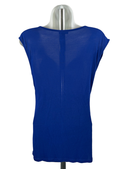 Express Women's Blue Ruched Drape Front Sleeveless Blouse - S image 2