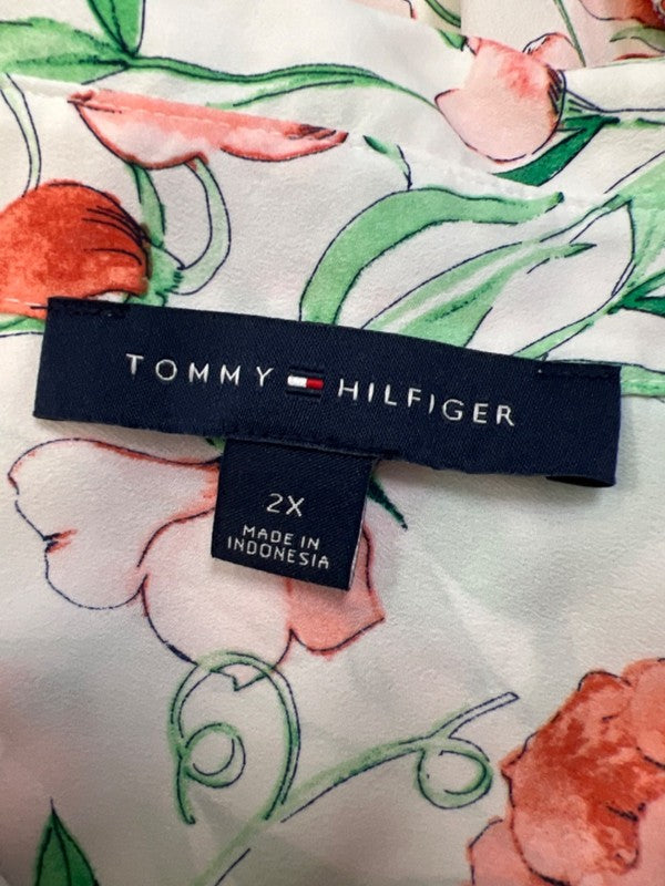 Tommy Hilfiger Women's White/Green Floral Long Sleeve Button Up Shirt - Plus 2X image 3