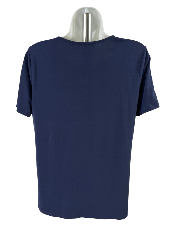 Michael Kors Women's Navy Blue Short Ribbed Sleeve T-Shirt - M image 2