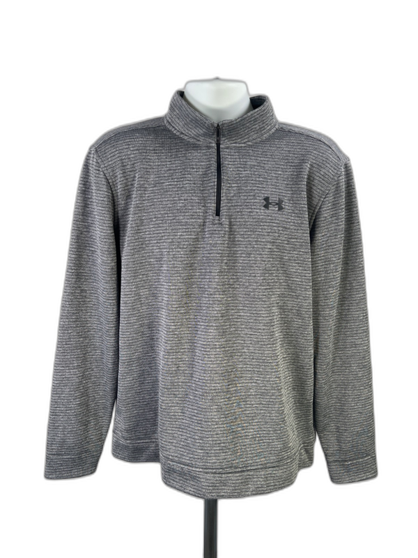 Under Armour Men's Gray Striped Quarter Zip Pullover Sweateshirt - XL