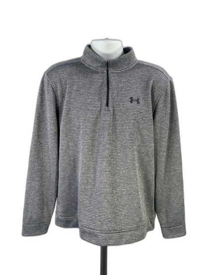 Under Armour Men's Gray Striped Quarter Zip Pullover Sweateshirt - XL