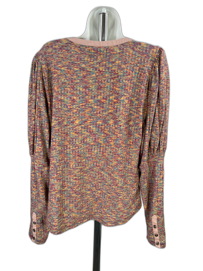 by Anthropologie Womens Purple/Multicolor Textured Long Sleeve Henley Shirt - XL image 2