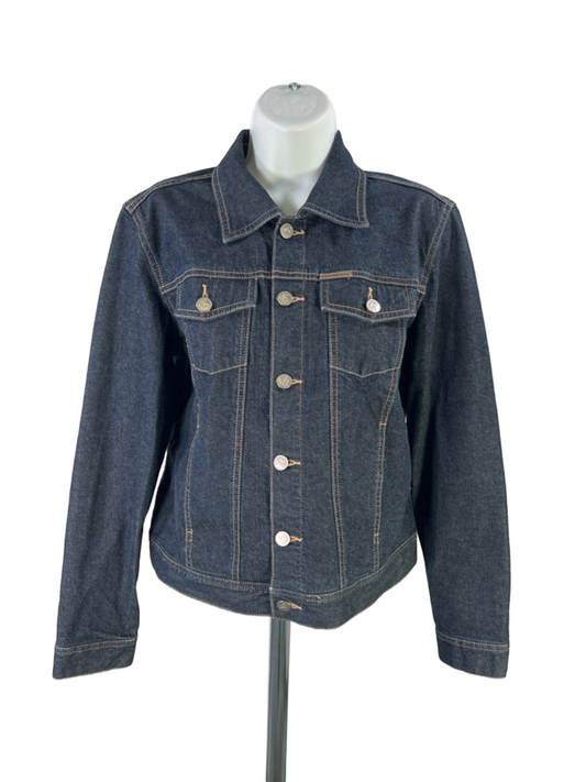 Calvin Klein Women's Dark Wash Button Up Long Sleeve Denim Jacket - M