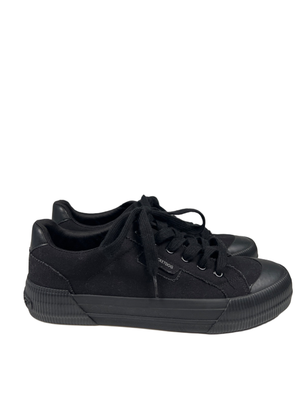 Rocket Dog Women's Black Canvas Plush Foam Lace Up Platform Sneakers - 10